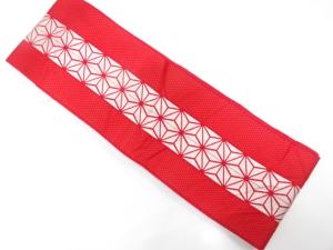 麻の葉模様織り出し　半幅帯